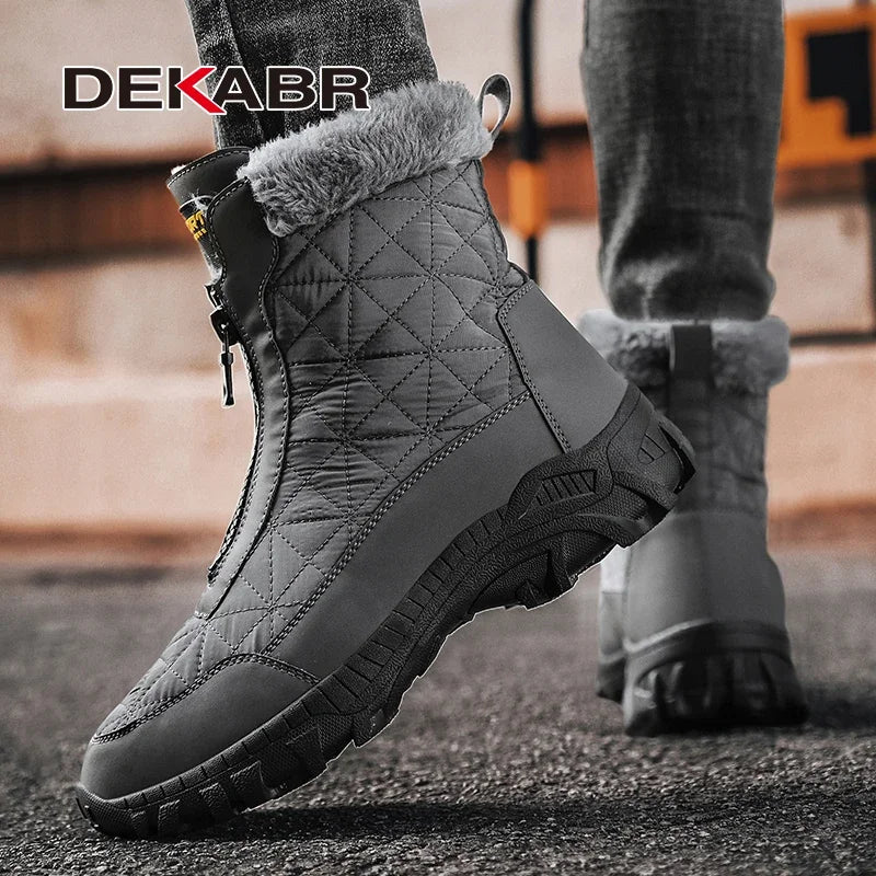 DEKABR Brand Quality Men's High-Top Snow Boots Breathable Waterproof Cloth EVA Non-Slip Keep Warm Plush Men's Ankle Boots
