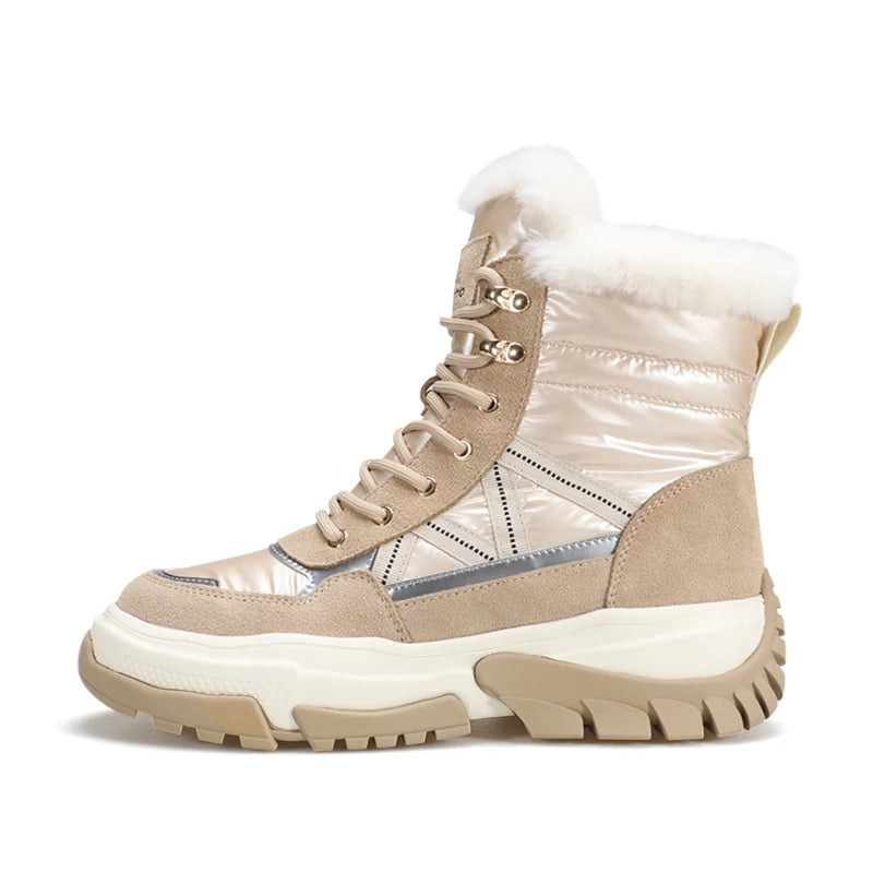 HUMTTO Winter Hiking Boots Leather Trekking Women's Trainers Luxury Designer Snow Boots Outdoor Casual Shoes 2024 Woman Sneakers