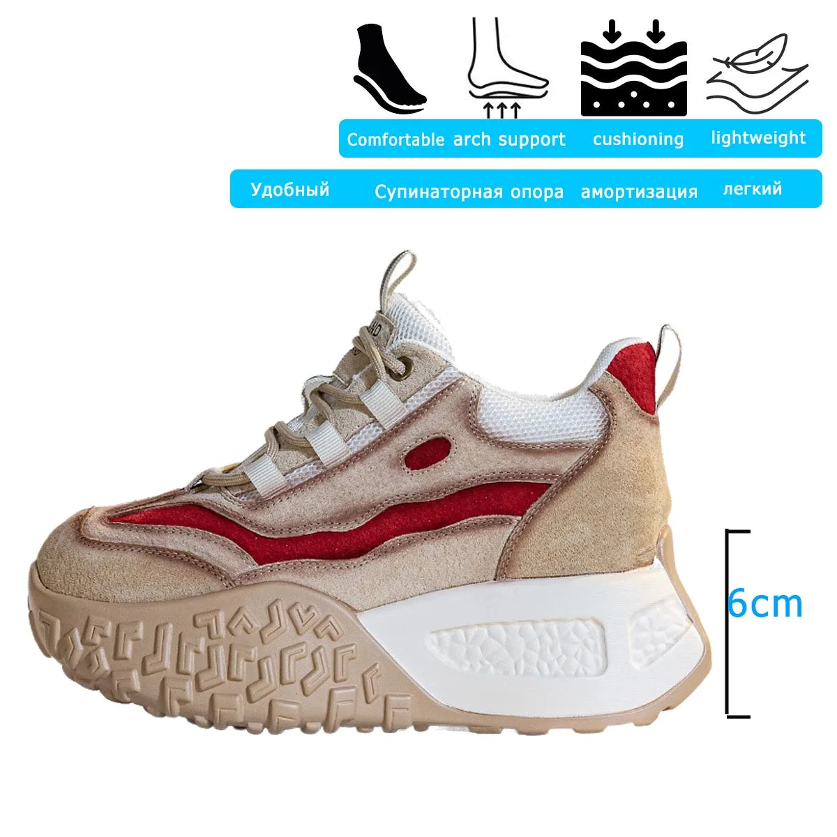 Koznoy 6cm Suede Cow Genuine Leather Flats Moccasins Rubber Native Shoes Women Chunky Sneakers Vulcanize Soft Soled Comfy