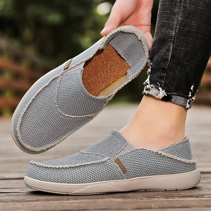 Chaussures décontractées confortables et légères pour hommes, nouvelle collection printemps-été, en toile, à enfiler, de marque, à la mode, mocassins plats