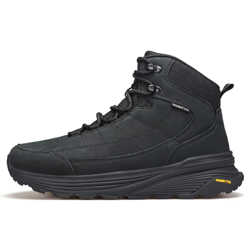 HUMTTO Bottes de randonnée en cuir pour hommes, chaussures de randonnée chaudes en laine pour l'extérieur, baskets d'escalade de luxe de créateur, bottines de sécurité pour hommes