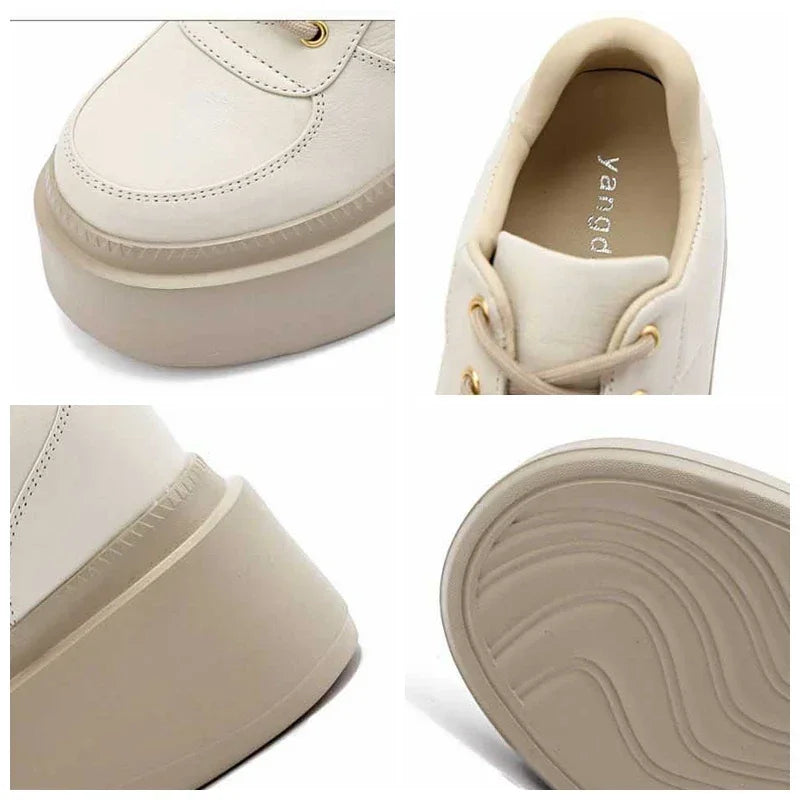 Fujin 10cm 12cm 14cm New Pigskin Synthetic Leather High Brand Autumn Daddy Breathable Spring Platform Wedge Fashion Comfy Shoes