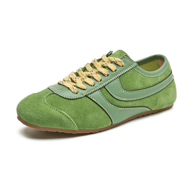 German Training Shoes Women 2025 New Genuine Leather Women Sneakers Flat Lace-up Retro Large Size Forrest Gump Shoes Women