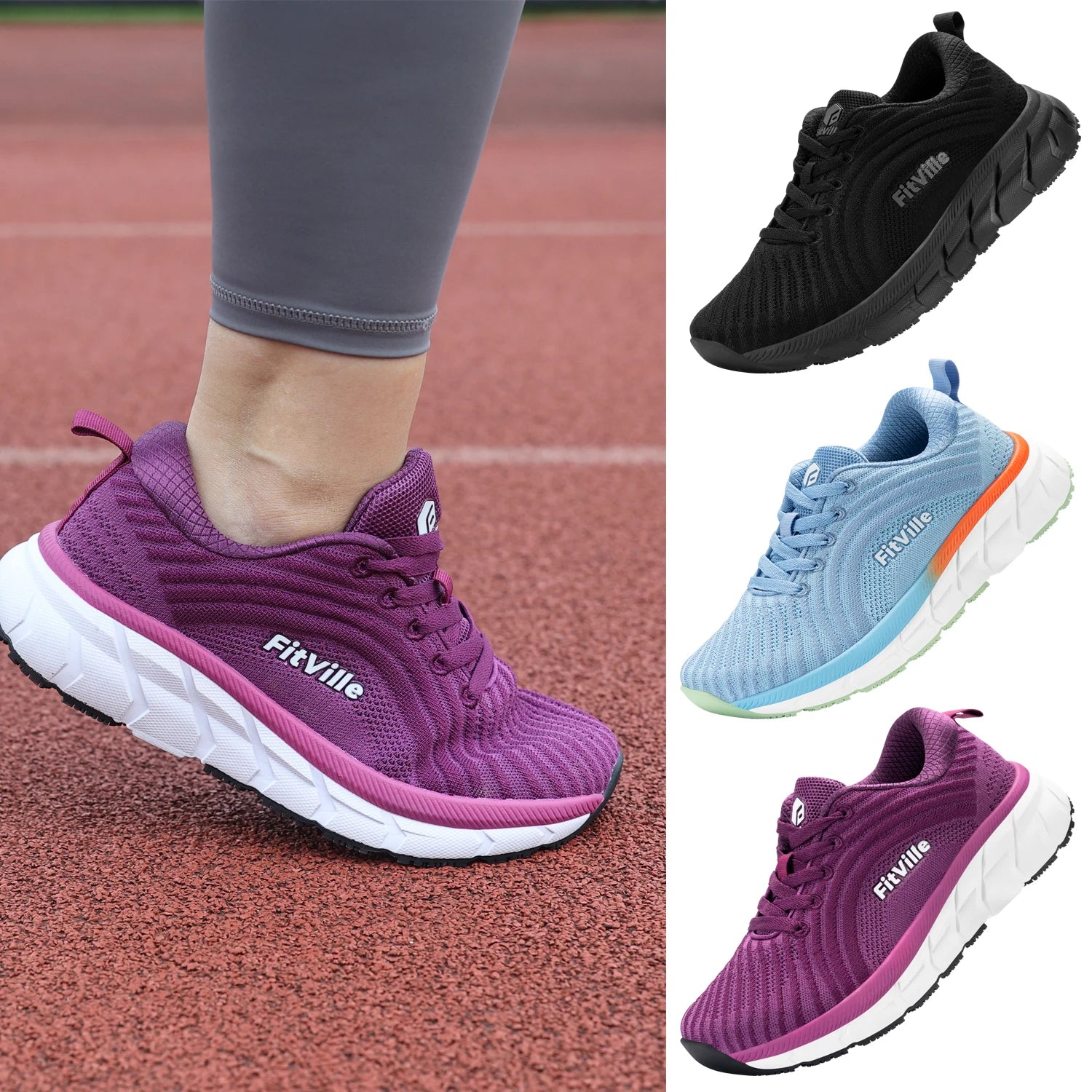 FitVille Women'S Wide Toe Box Shoes Breathable Extra Wide Running Shoe Lightweight For Swollen Feet With Cushioned Relief Pain