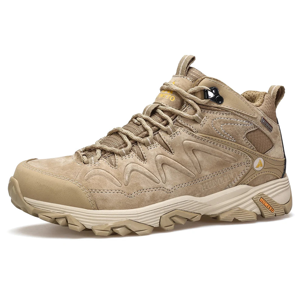 HUMTTO Hiking Shoes Genuine Leather Men's Sports Shoes Non-slip Winter Outdoor Safety Sneakers Breathable Trekking Boots for Men