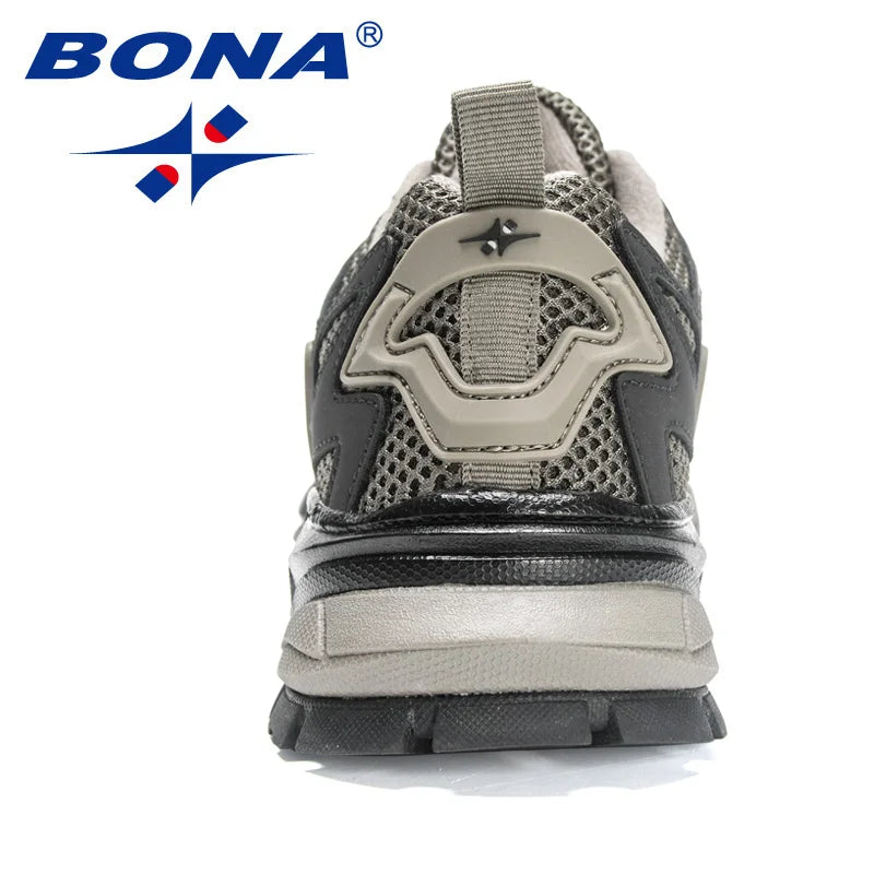 BONA  New Designers Mesh Running Shoes Breathable Training Shoes Men Lightweight Sneakers Non-Slip Tennis Walking Shoes Man