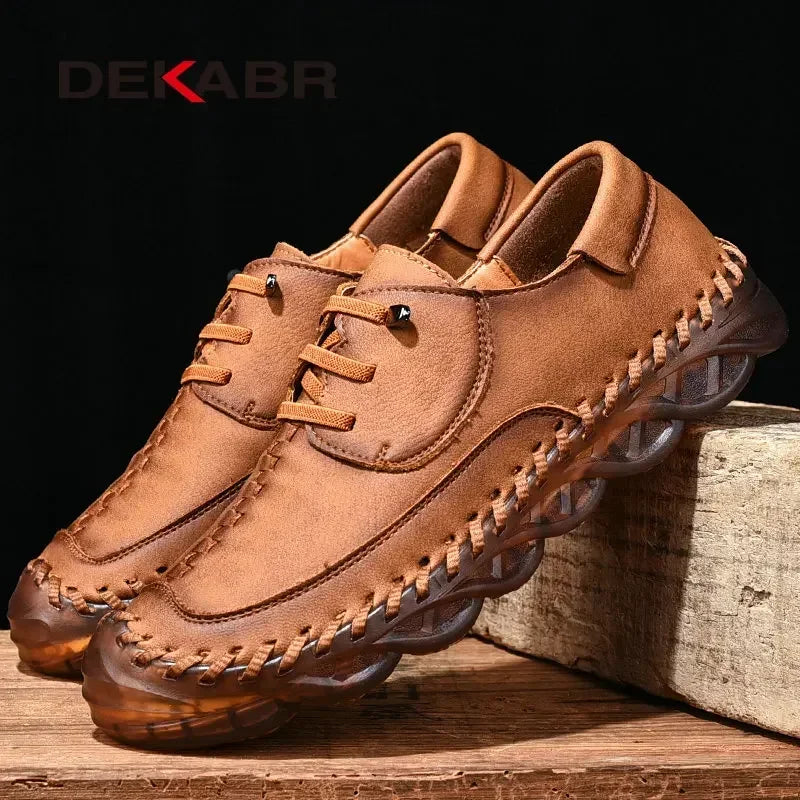 DEKABR Fashion Casual Men Shoes Leather Handmade Driving Shoes Adult Brand Mens Loafers Soft Slip-on Men Footwear Size 38~46