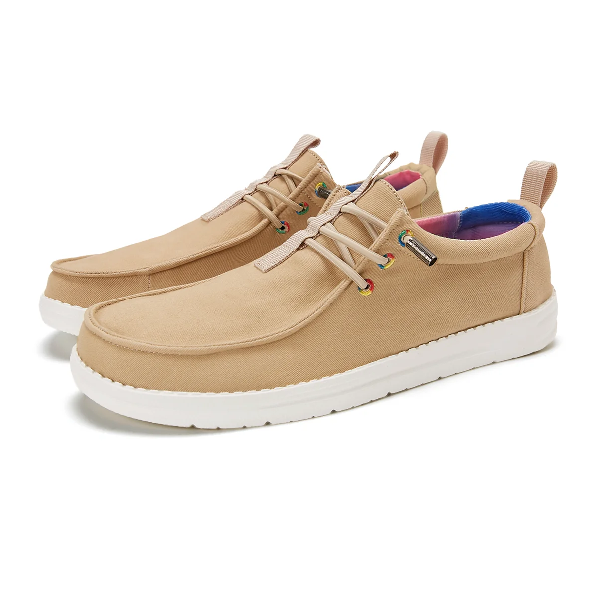 Bassploa New Loafer Shoes Men Fashion Lightweight Breathable Lace up Walking Shoes Male Casual Outdoor Non-Slip Sneakers