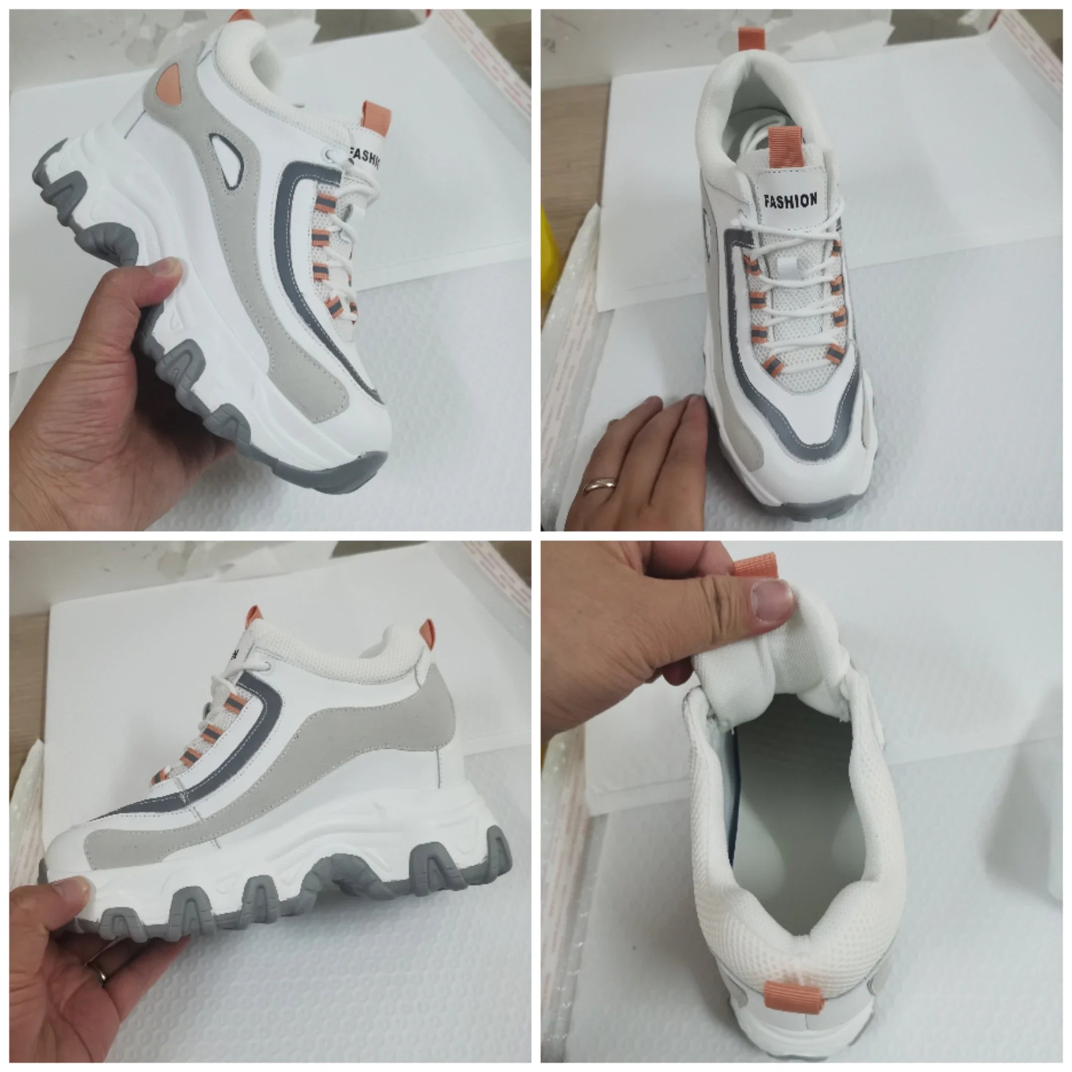 Fujin 9cm Genuine Leather Platform Wedge Hidden Heel Women Casual Shoes Chunky Sneakers Fashion Winter Warm Sneakers Boot