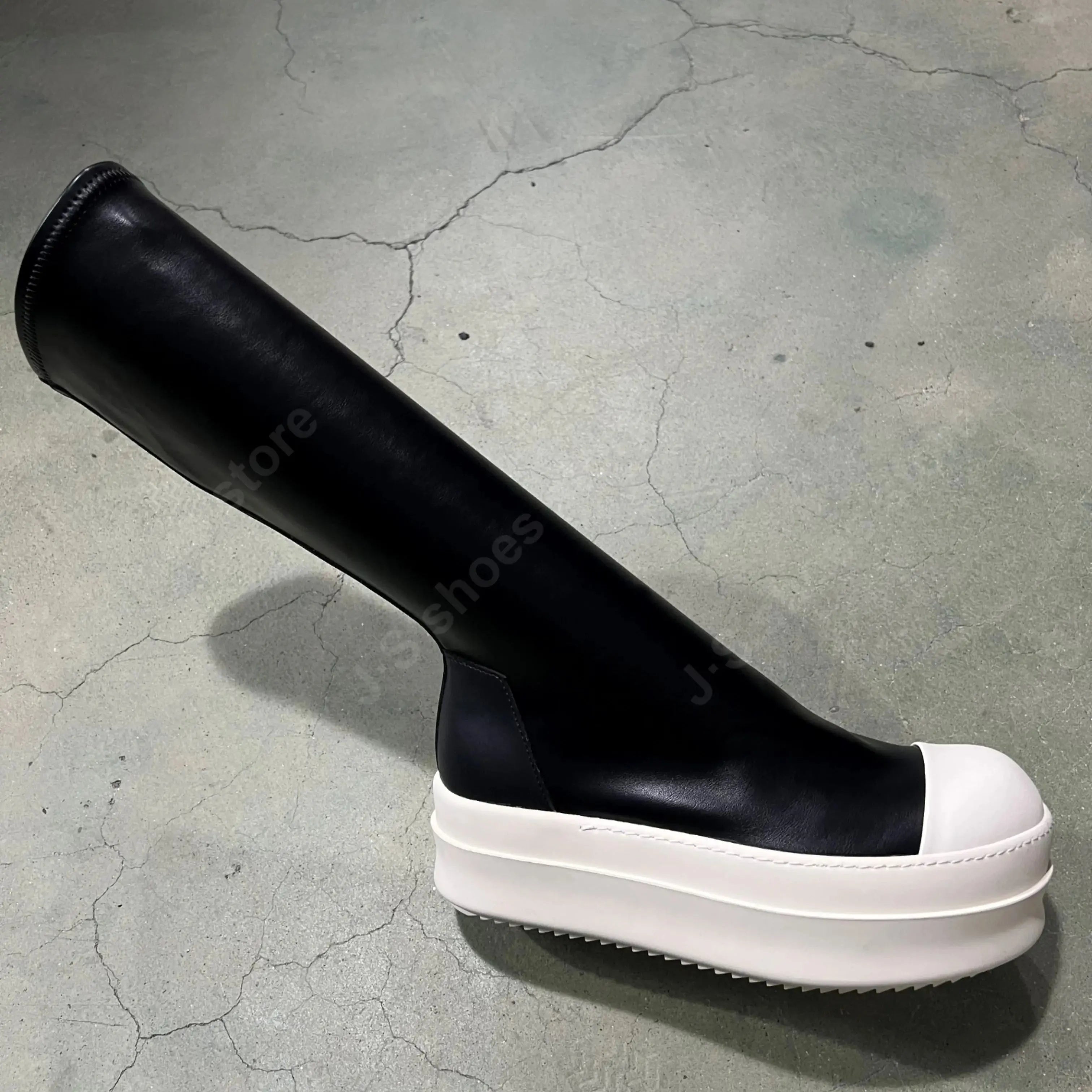 Ro Designer Boots Men Sneaker Women Black Leather Shoes SLIP-ON Casual Shoe Platform 6cm Thick Sole High Top Sneakers Ankle Boot