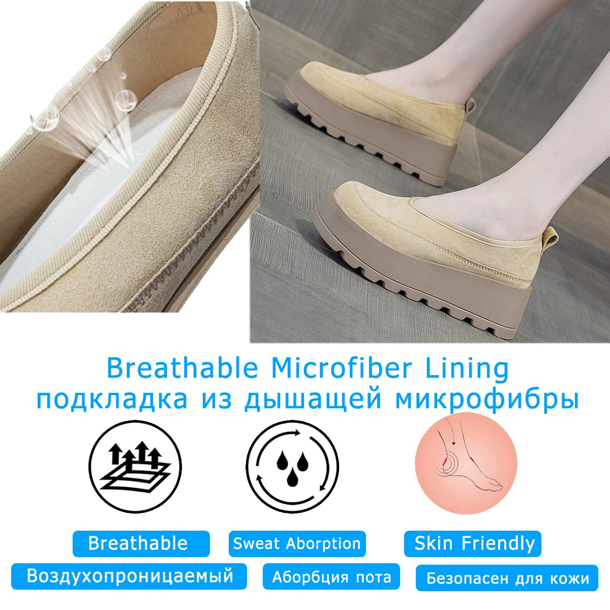 Fujin 6CM Suede Cow Genuine Leather Spring Slip on Females Moccasins Women Platform Wedge Autumn Women Shoes Pumps Shoes