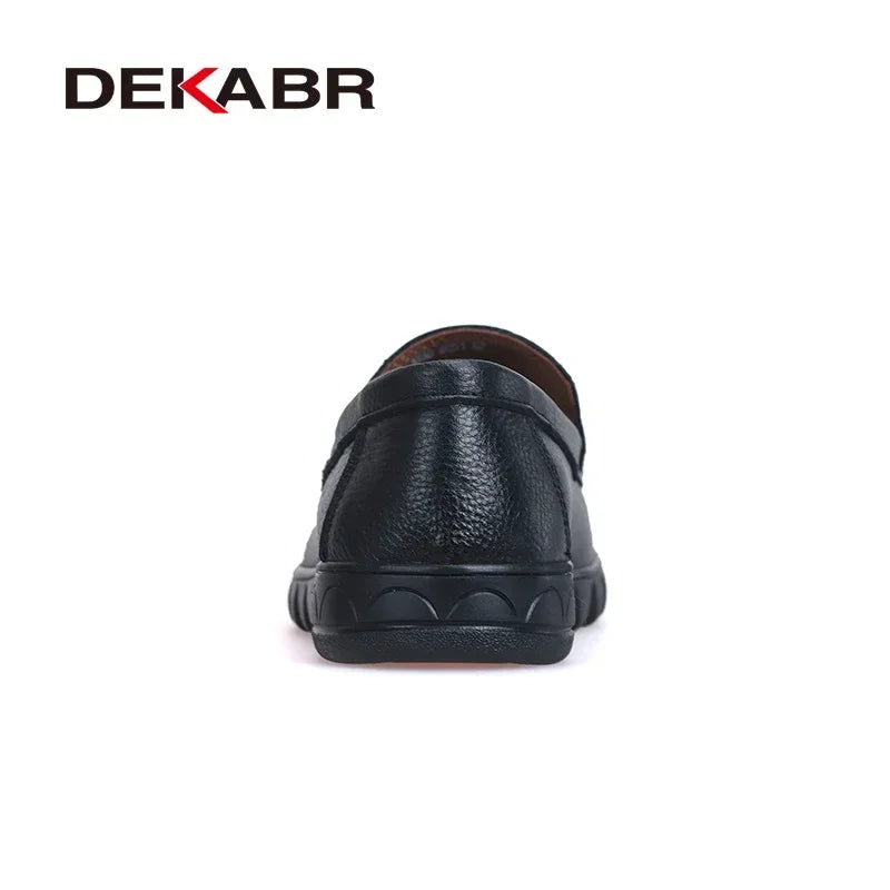 DEKABR Men Shoes Genuine Leather Black Brown Men Flat Shoes Classic Hand Sewing Men Flats Zapatos Hombres Big Size 37-48