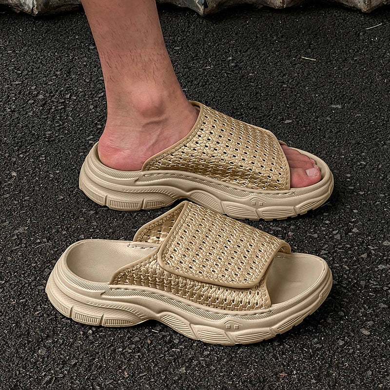 STRONGSHEN Men Slippers Summer Fashion Sports Beach Shoes for Men Breathable Men Sandals Open Toed Slippers Zapatillas De Hombre