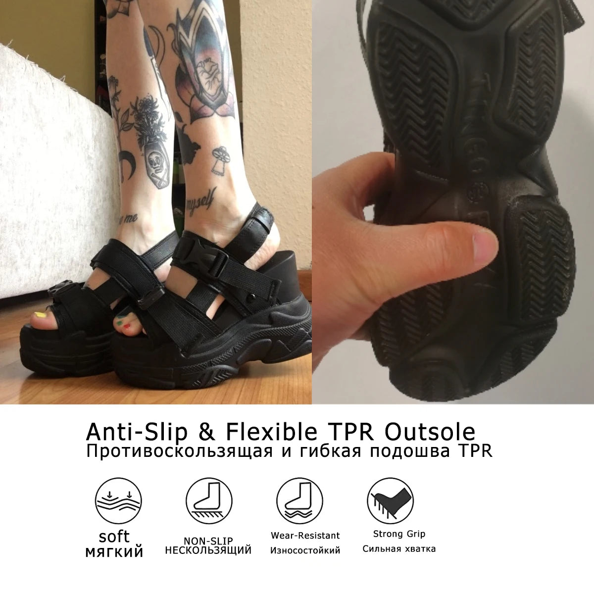 Fujin 12cm High Heeled Sandals Female Slides Shoes Thick Bottom Summer 2024 New Women's Shoes Wedge with Open Toe Platform Shoes