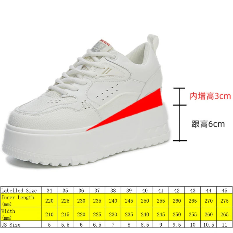 Fujin 9cm Microfiber Women Platform Wedge Chunky Sneakers Causal Walking Breathable Vulcanize Comfy Fashion Skate Board Shoes