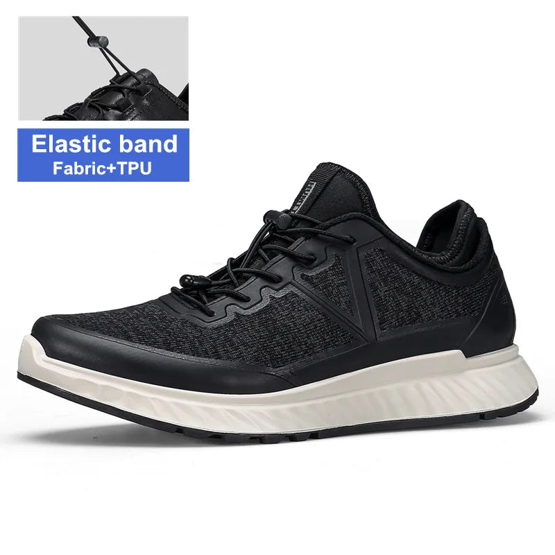 Baskets HUMTTO pour hommes, chaussures de course de luxe de créateur, chaussures de sport respirantes pour hommes, tennis en cuir noir, baskets décontractées pour hommes