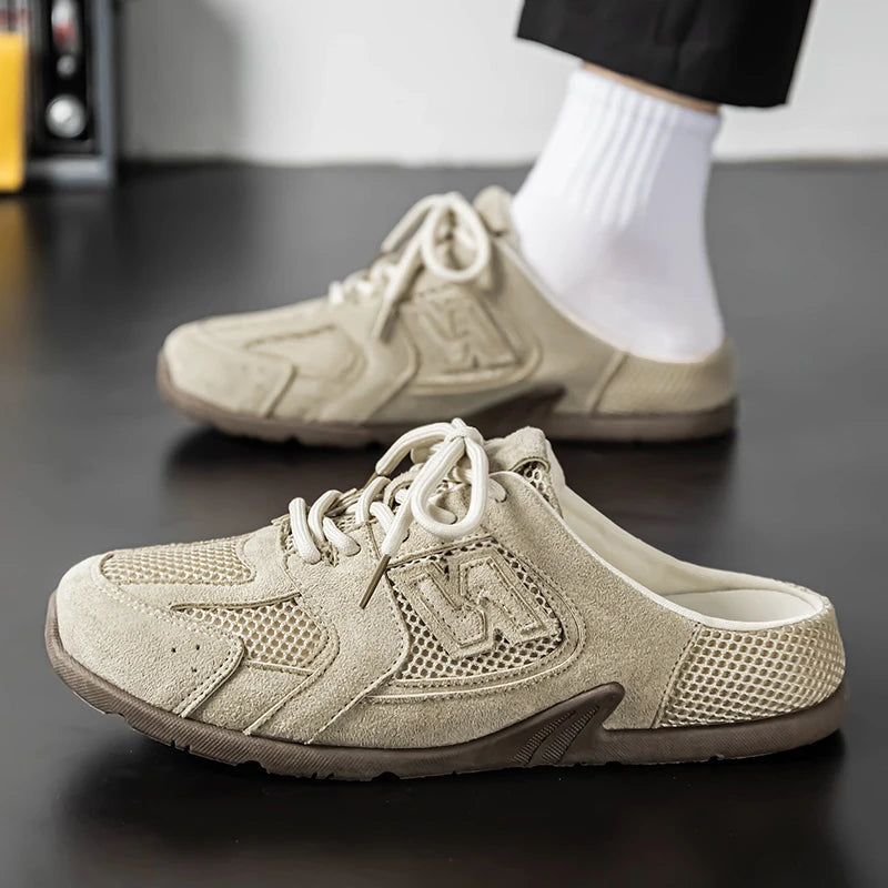 Men's Casual Half Slippers Breathable Casual Shoes for Men Fashion Lace Up Shoes Luxury Soft Sole Running Shoes Men Tenis Shoes