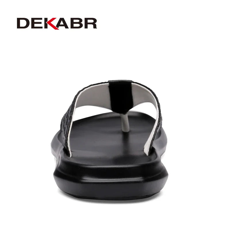 DEKABR Summer Men's Slippers Fashion New Leather Flip Flops Outdoor Casual Lightweight Men Beach Sandal Shoes Sandalias Hombre