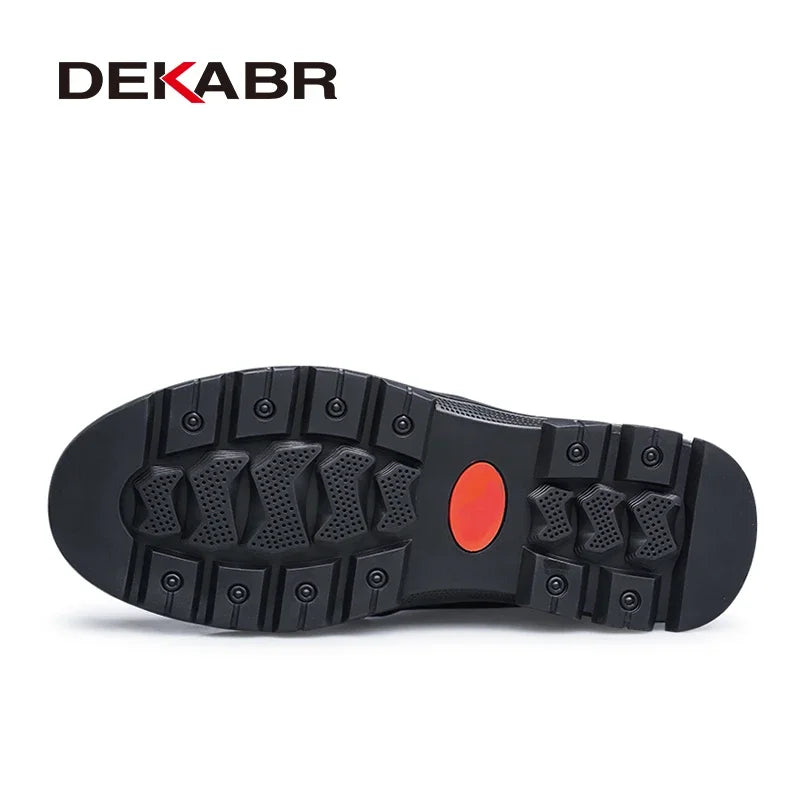 DEKABR New Lace Up Fashion Genuine Leather Casual Men Shoes Designer Comfortable Breathable Loafers Driving Shoes Big Size 37-50