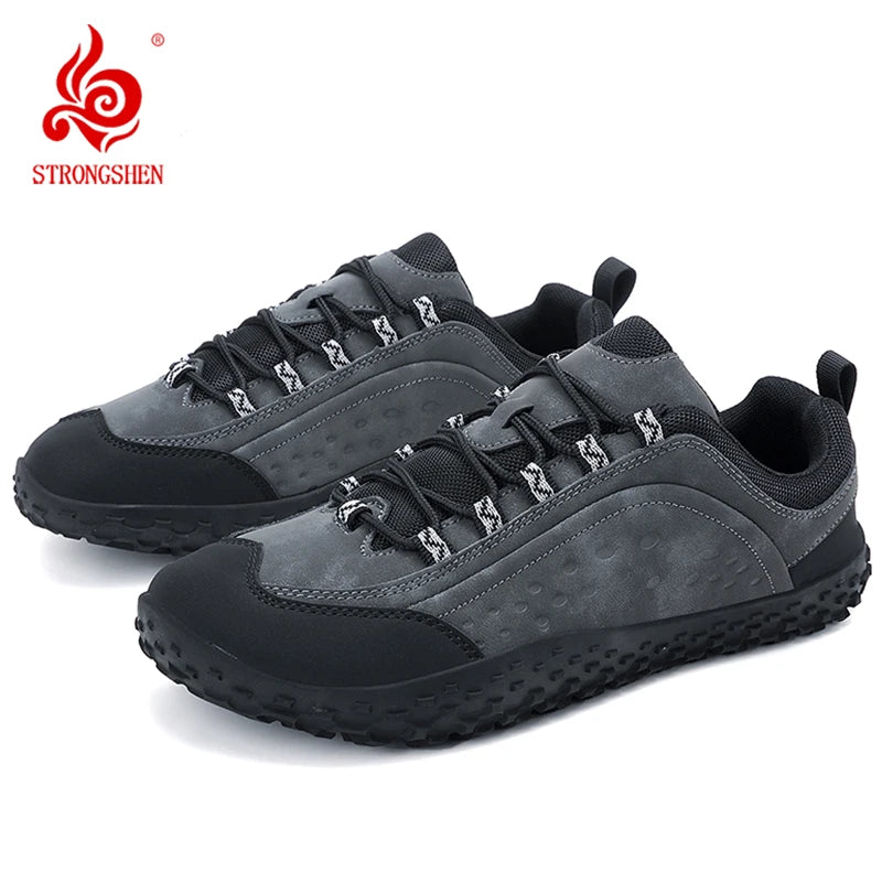 ﻿ Men Hiking Shoes Luxury Designer Climbing Trekking Sneakers for Men Leather Outdoor Couple Sports Work Man Shoes Plus Size 48