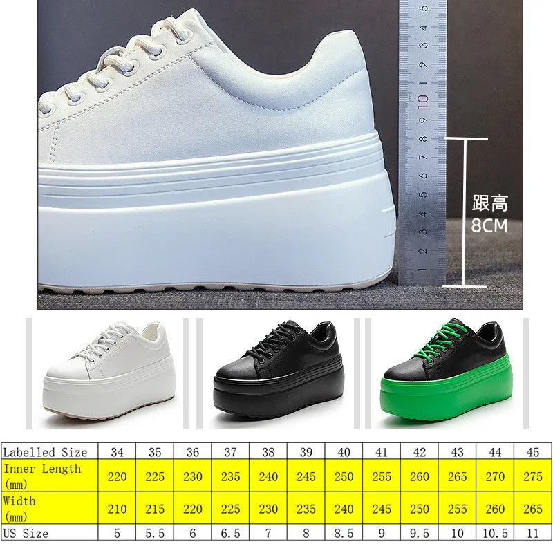 Fujin Genuine Leather Women Casual Shoes Super Thick 8cm Platform Wedge Women Fashion Sneakers Chunky Shoes Summer Skateboard