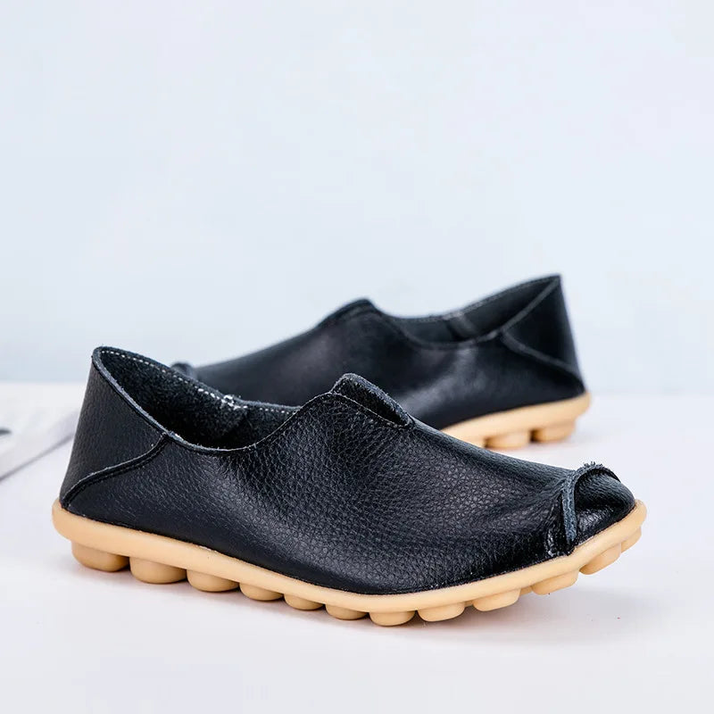 WOIZGIC Genuine Leather Flats Loafers for Women's Female Ladies Comfortable Slip-On Shoes Classic Style colorful soft