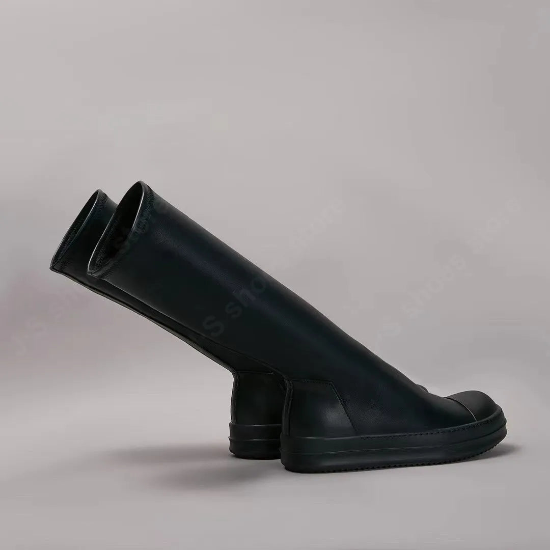Brand Sneaker Ro Women Boot Stretch Boots Men Rubber Sole Shoe Black Leather Under-Knee Riding Ankle Boot Cowhide Casual Shoes