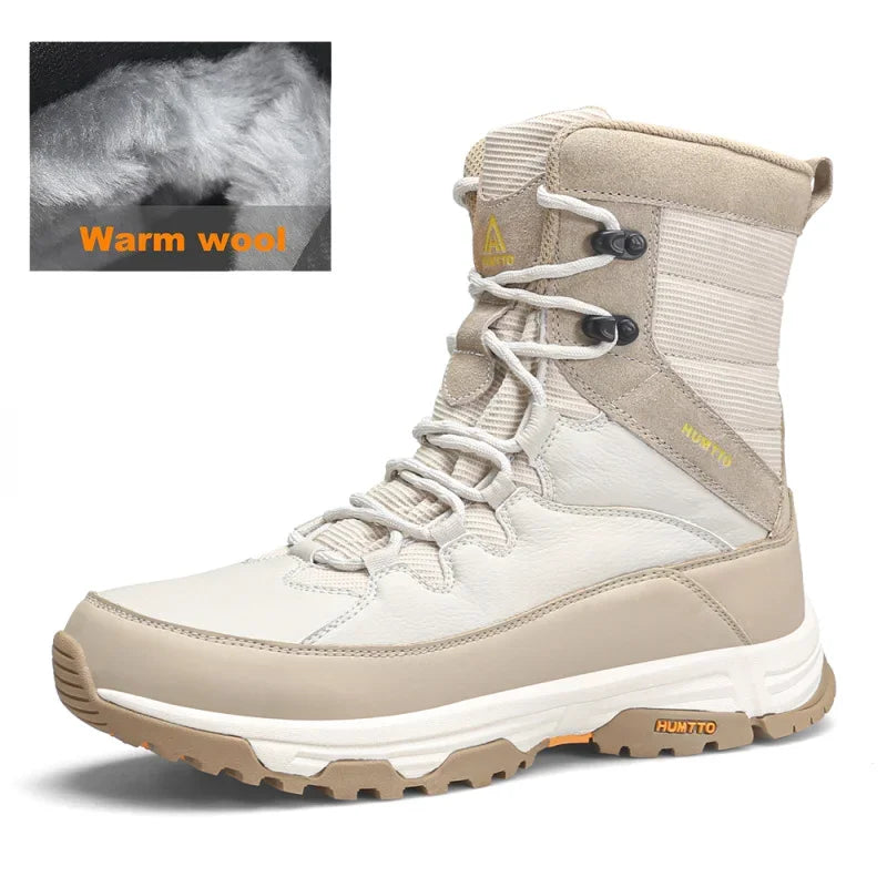 HUMTTO Winter Hiking Boots Leather Trekking Women's Trainers Luxury Designer Snow Boots Outdoor Casual Shoes 2024 Woman Sneakers