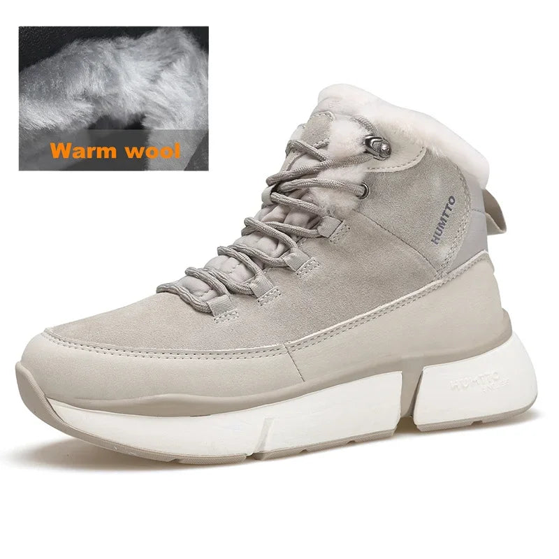 HUMTTO Winter Hiking Boots Leather Trekking Women's Trainers Luxury Designer Snow Boots Outdoor Casual Shoes 2024 Woman Sneakers