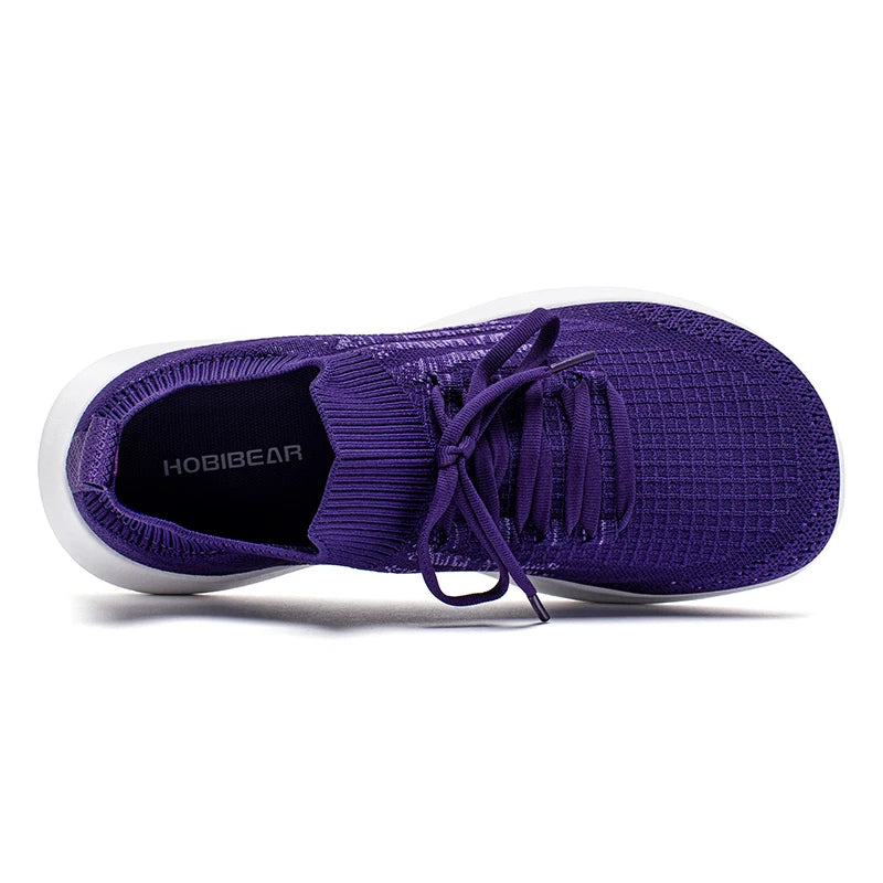 HOBIBEAR Unisex Running Sneakers Wide Toe Mesh Breathable Walking Shoes Non Slip Lace-Up Hiking Sneakers