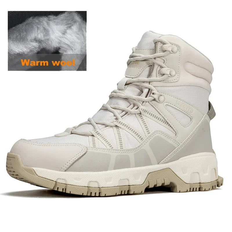 HUMTTO Winter Hiking Boots Leather Trekking Women's Trainers Luxury Designer Snow Boots Outdoor Casual Shoes 2024 Woman Sneakers
