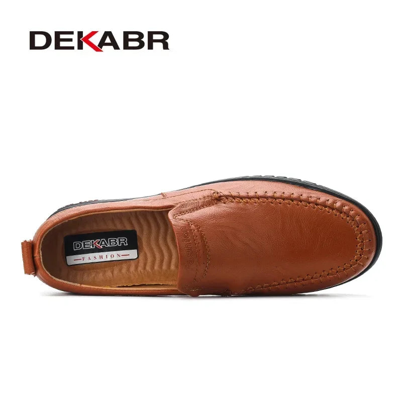 DEKABR Genuine Leather Men's Loafers Luxury Men Casual Shoes Fashion Driving Shoes Breathable Slip on Moccasins Size 37~47