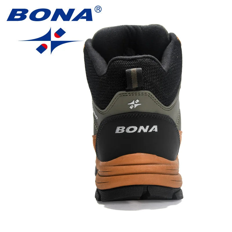 BONA New Designers Man Plush Warm Snow Boots Suede High Quality Hiking Shoes Men Winter Outdoor Trekking Mountain Boots
