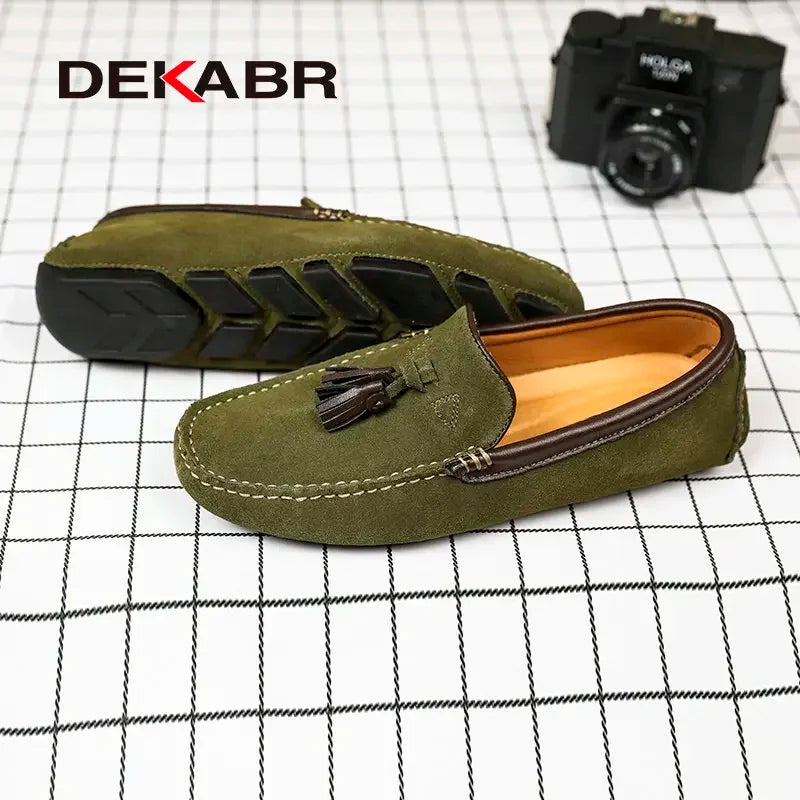 DEKABR Genuine Leather Men Shoes Spring Fashion Leather Men Loafers Flats New High Quality Casual Shoes For Men Driving Shoes