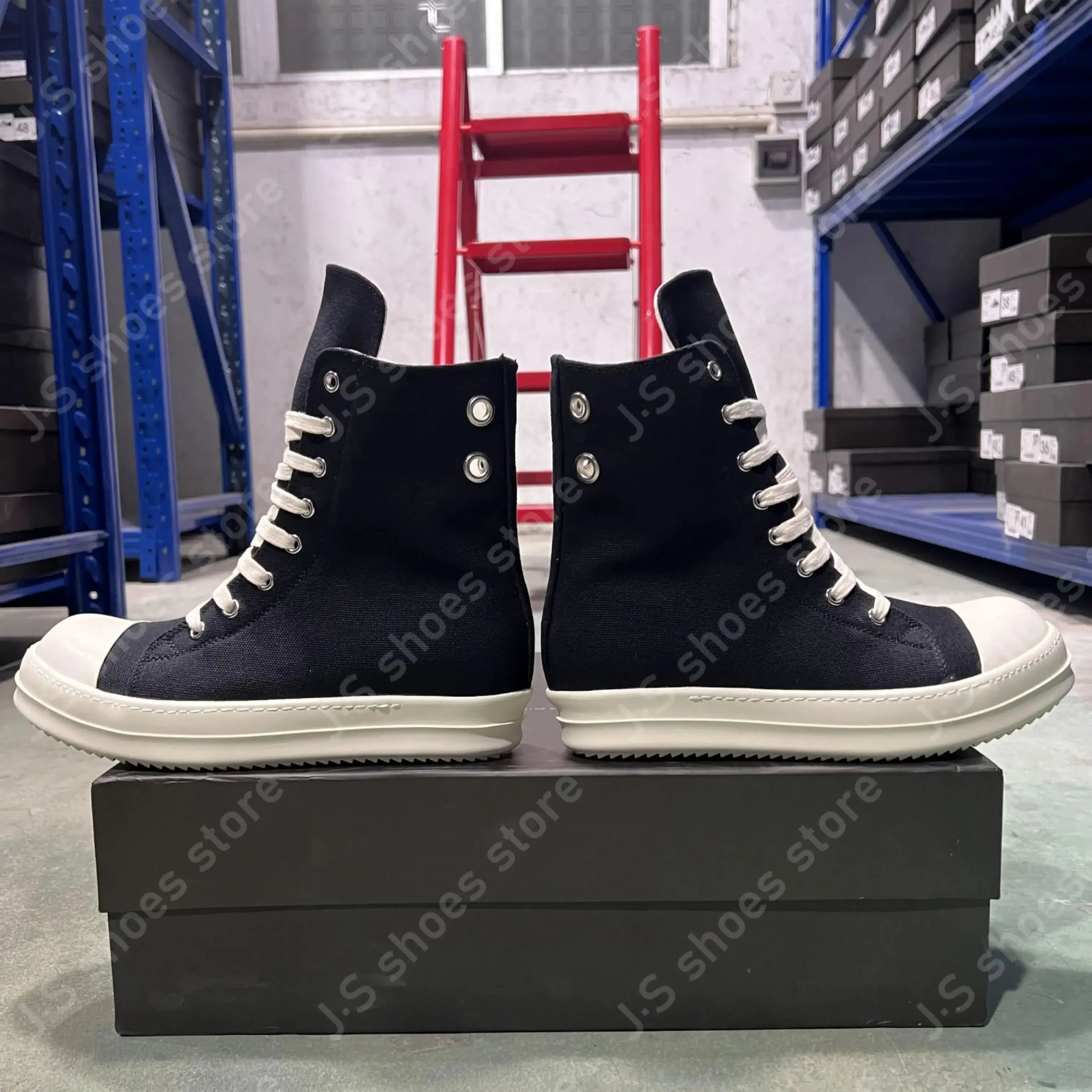 Ro Retro Classic Black Canvas High Top Shoes Boot Sneakers Men Shoe Metal Hole Zipper Women Ankle Boots Lace Up Casual Sneaker