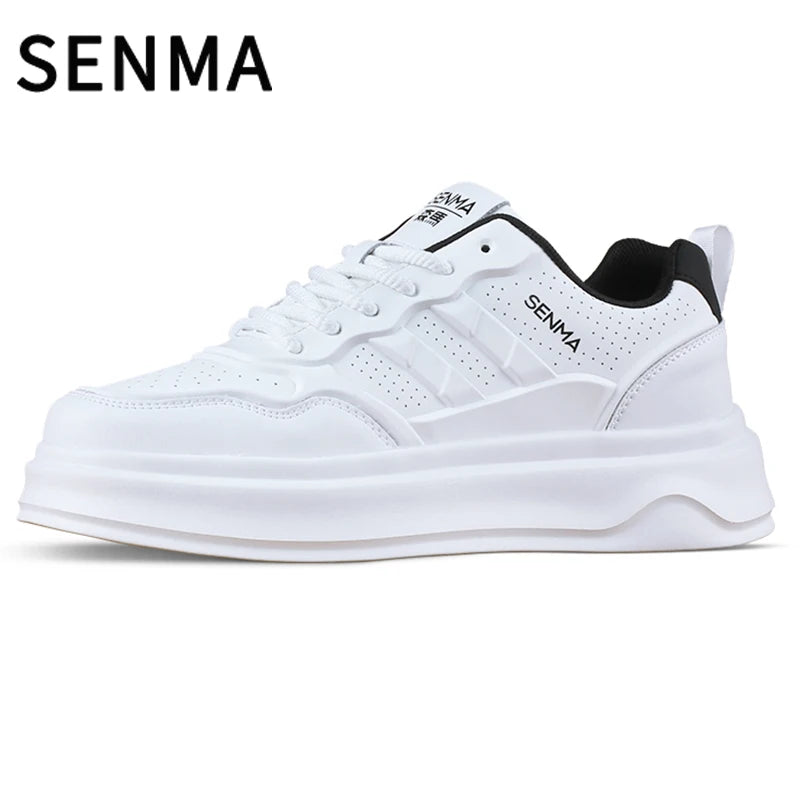 SENMA Men's Shoes 2025 Breathable Sports and Leisure Board Shoes Men's Sneakers Leather Soft Bottom White Tennis / Walking Shoes