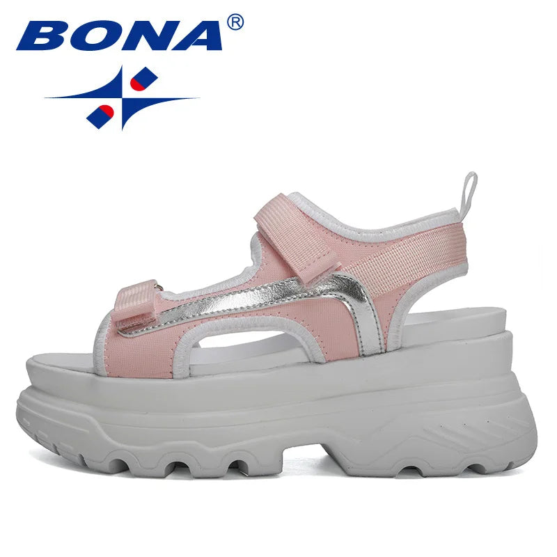 BONA 2023 New Designers Platform Summer Sandals Women High Quality Buckle Wedges Shoes Woman Sport Sandals Open Toe Comfortable