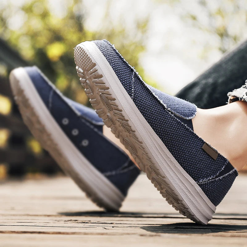 Chaussures d'été en toile denim pour hommes, respirantes, décontractées, antidérapantes, confortables, pour la conduite, grandes tailles 39-47
