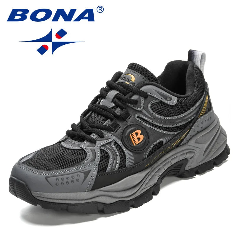 BONA  New Designers Action Leather Mesh Jogging Shoes Men Breathable Running Shoes Walking Sports Sneakers Athletic Trainers