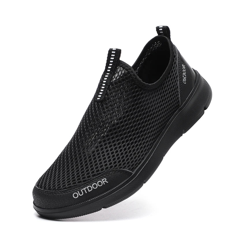 STRONGSHEN Men Casual Shoes Breathable Slip on Male Casual Sneakers Anti-slip Men's Flats Outdoor Walking Shoes Plus Size 39-48