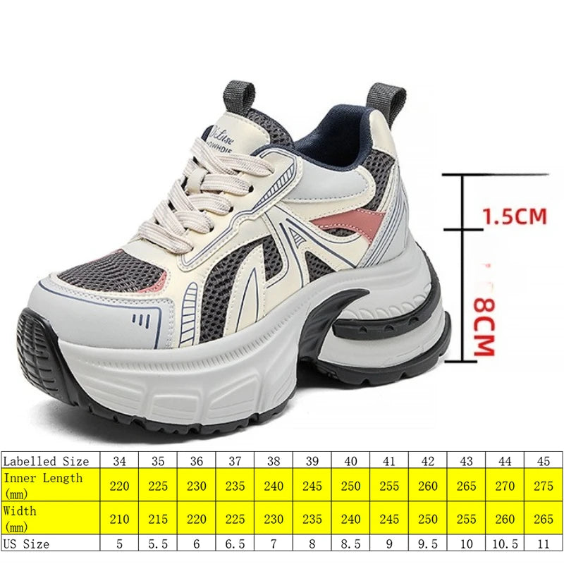 Fujin 9.5cm Women Summer Air Mesh Microfiber Platform Wedge Slides Shoes Sandals Breathable Mules Shoes Women Chunky Sneakers