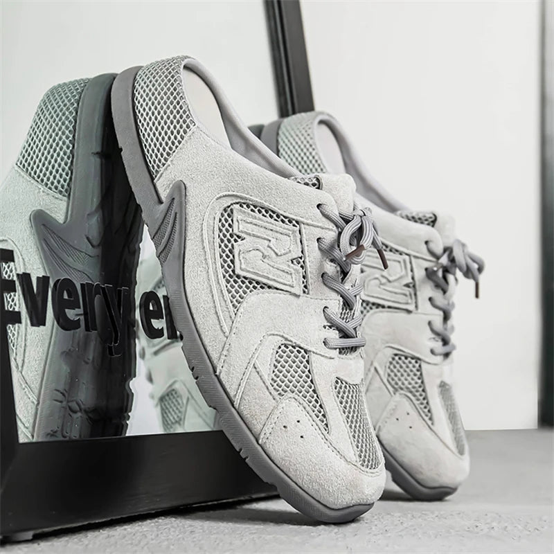 Men's Casual Half Slippers Breathable Casual Shoes for Men Fashion Lace Up Shoes Luxury Soft Sole Running Shoes Men Tenis Shoes
