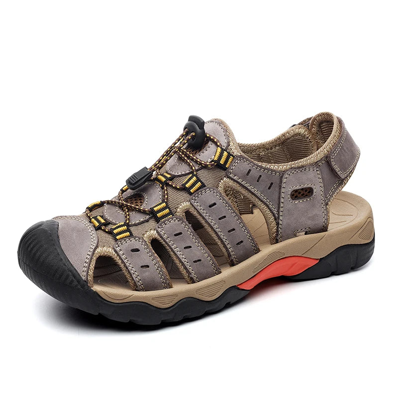 Sandales pour hommes, nouvelles sandales en cuir véritable souple, chaussures pour hommes, grande taille, chaussures d'été pour l'extérieur, sandales de plage confortables, chaussures romaines pour hommes
