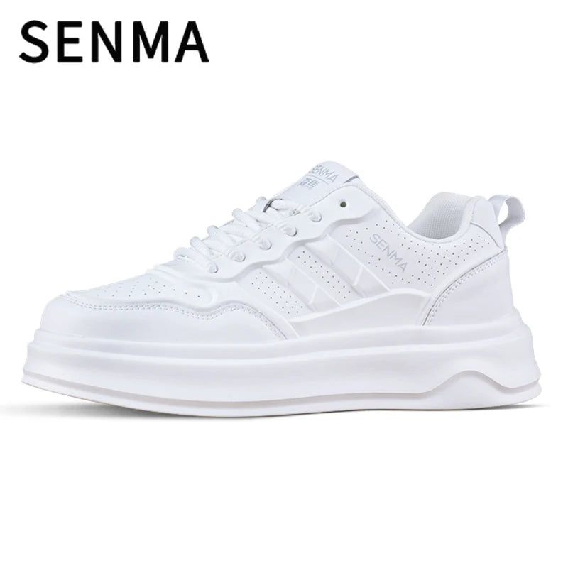 SENMA Men's Shoes 2025 Breathable Sports and Leisure Board Shoes Men's Sneakers Leather Soft Bottom White Tennis / Walking Shoes