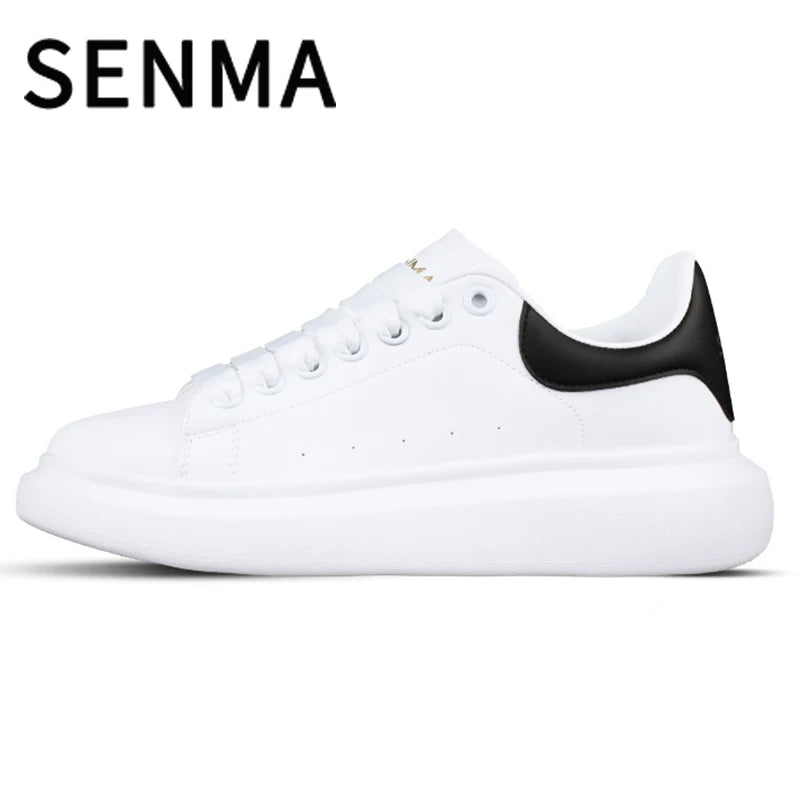 SENMA Men's and Women's Low Top Sneakers Lightweight Leather Casual Shoes Thick Bottom Student Flats Tennis shoes Running Shoes