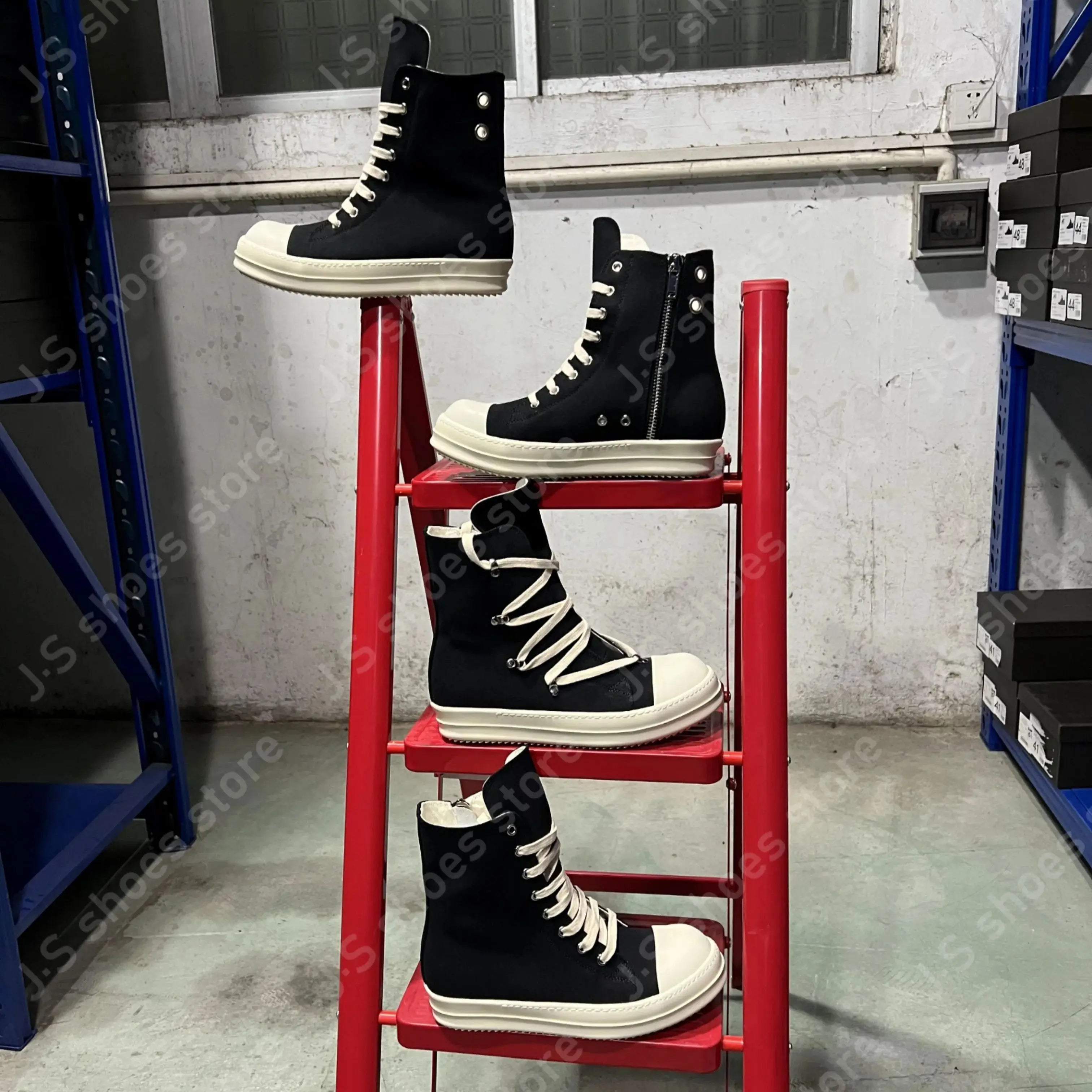 Ro Retro Classic Black Canvas High Top Shoes Boot Sneakers Men Shoe Metal Hole Zipper Women Ankle Boots Lace Up Casual Sneaker