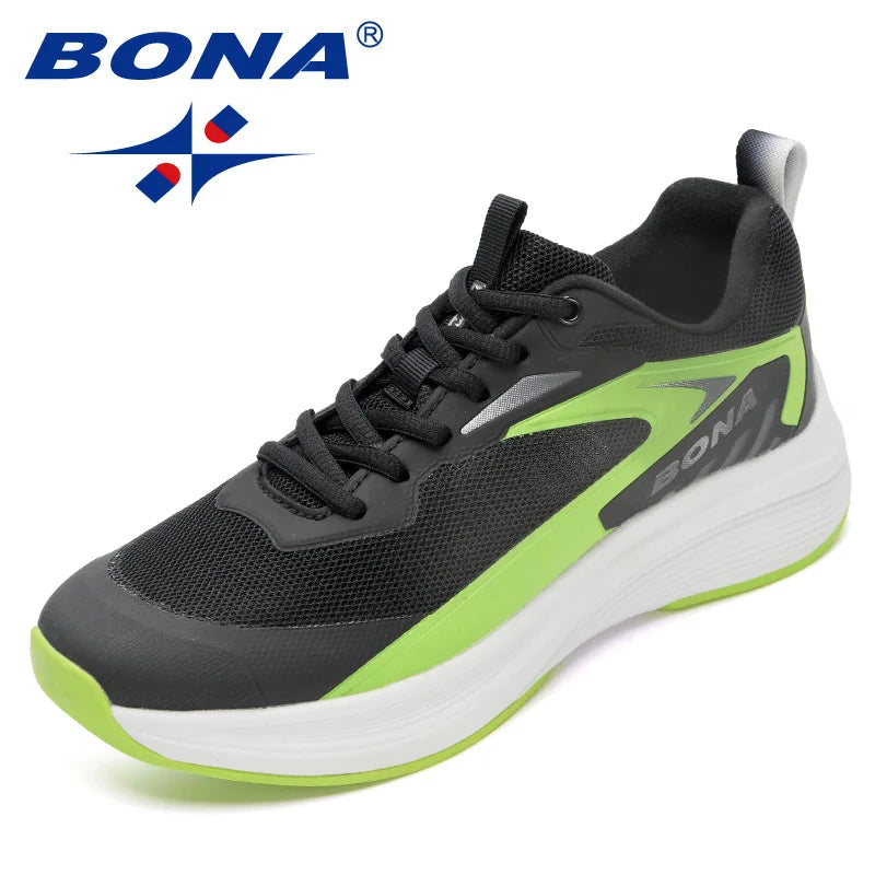 BONA Designer's New Men's Shoes Anti slip Running Shoes Comfortable and Breathable Running Shoes