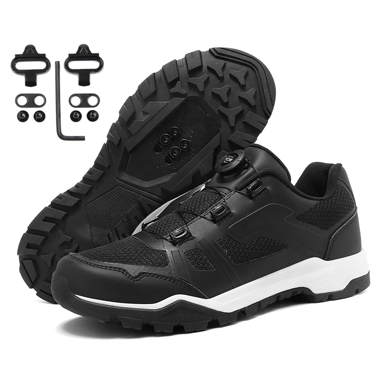 Cycling Shoes Man Mtb Cycling Sneaker Flat Pedal Bicycle Shoes Cleat Shoes Bicycle Mountain Bike Shoe Racing Lock Footwear Black