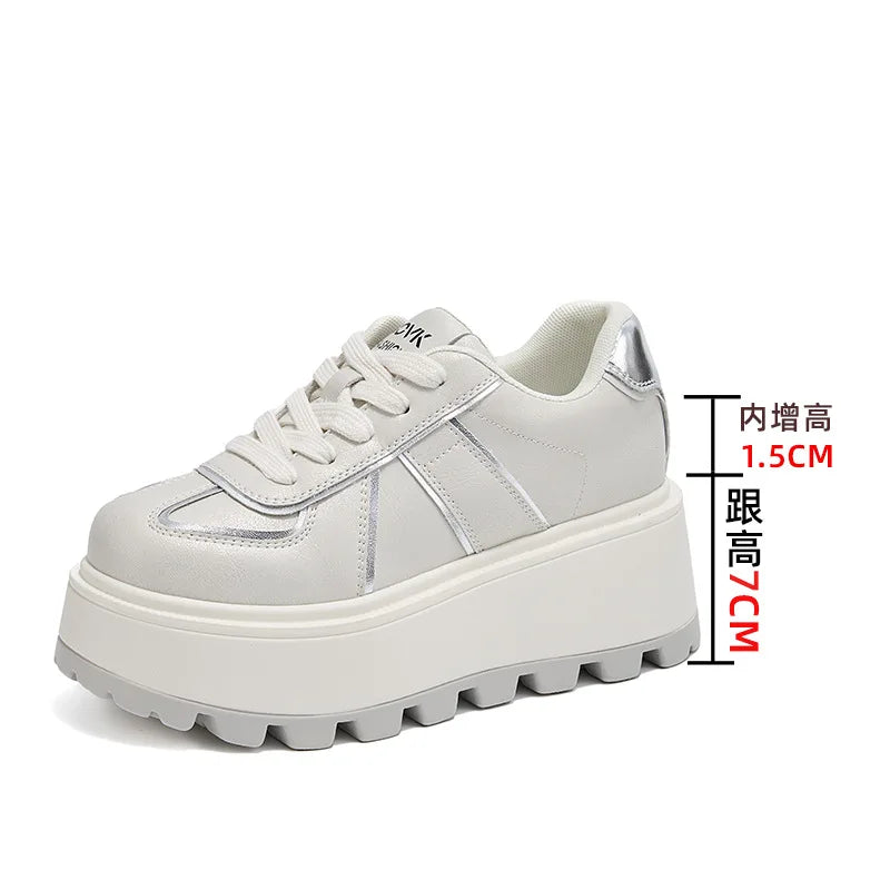Fujin 8.5cm Microfiber Leather Vulcanize High Brand Flats Comfy Spring Autumn Platform Vulcanize Women Chunky Sneaker Shoes