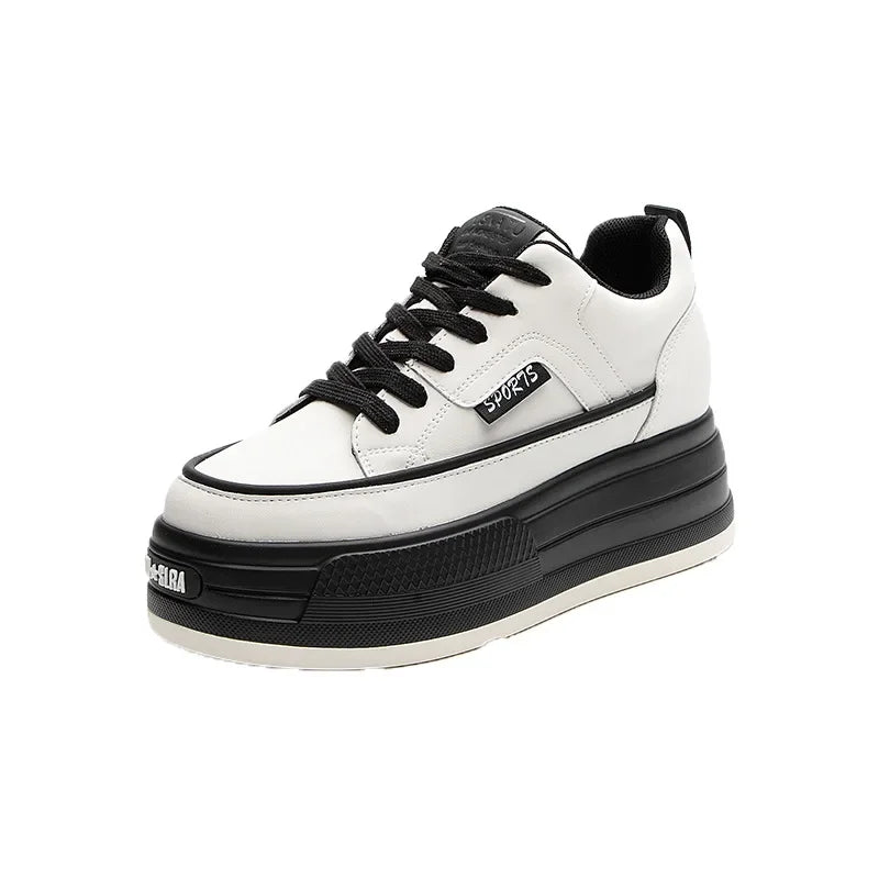 Fujin 7cm Genuine Leather Platform Wedge Sneakers Women Shoes Leather Heel Pumps Boots Women Spring Autumn Summer board Shoes